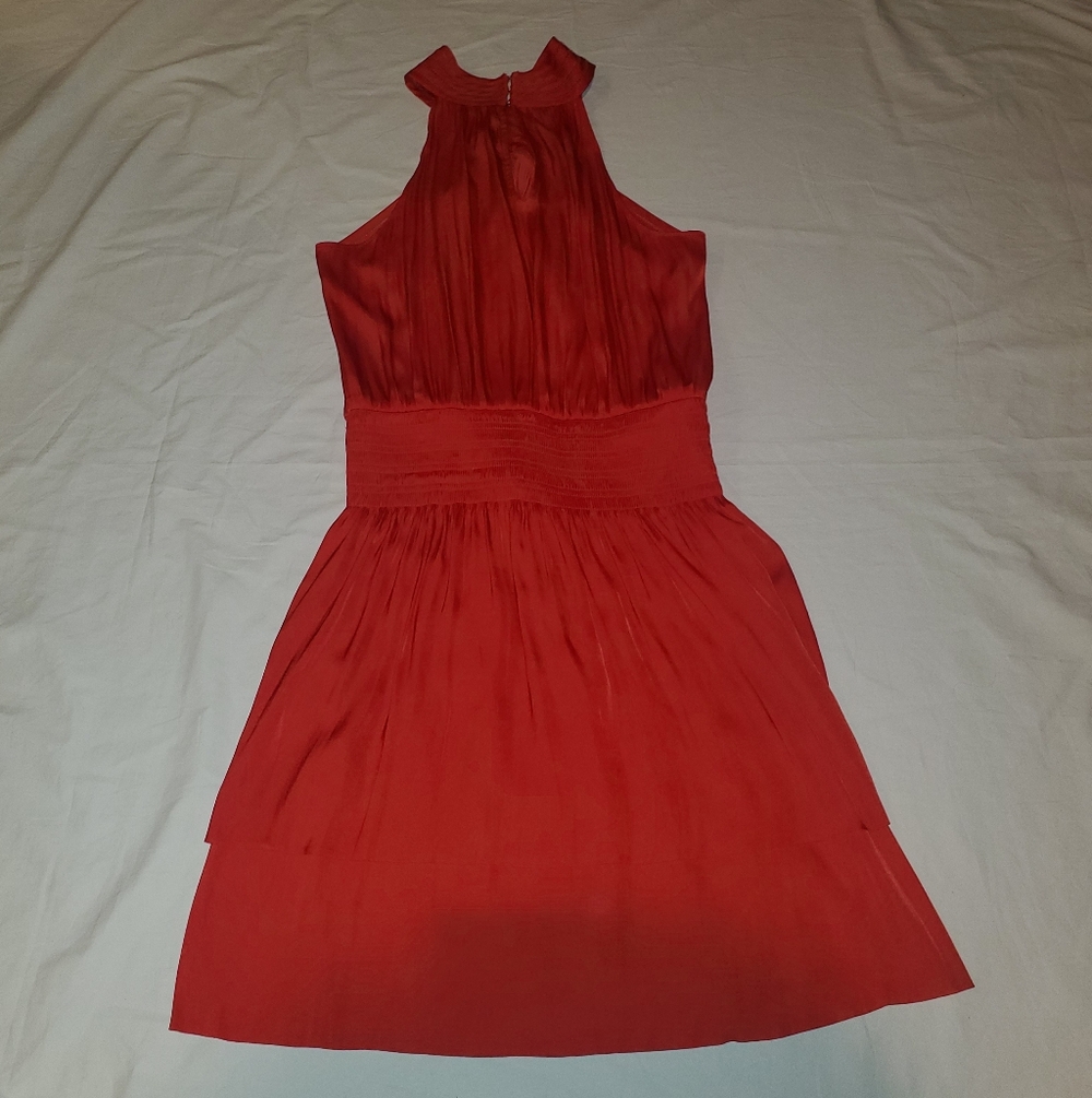 White House Black Market Red Dinner or Cocktail Dress Cross Halter Mini Dress - Picture 4 of 7